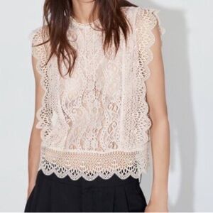 Zara Lace Blouse in Blush Pink Cream